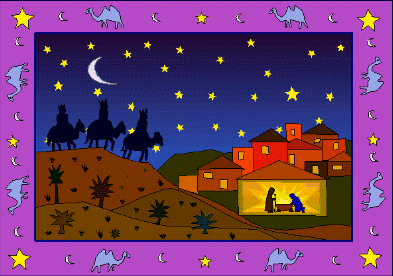 Animados Portal de Belén, estrella de Belén, nacimiento de Jesús, Natividad, animaciones de Navidad.