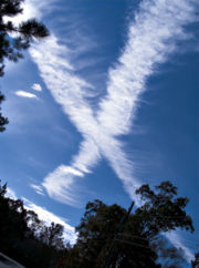 Chemtrail advocates say these trails are often laid down in patterns, such as grids, Xs and crosshatches.