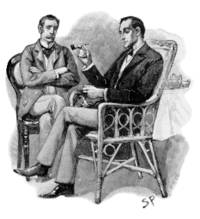 Sherlock Holmes y el Dr. J. H. Watson, ilustraci&oacute;n para el Strand Magazine (1893).